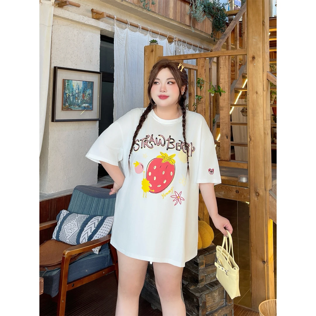 雪国零时 / 重工刺绣+印花短袖T 15074花契大码200斤胖mm百搭