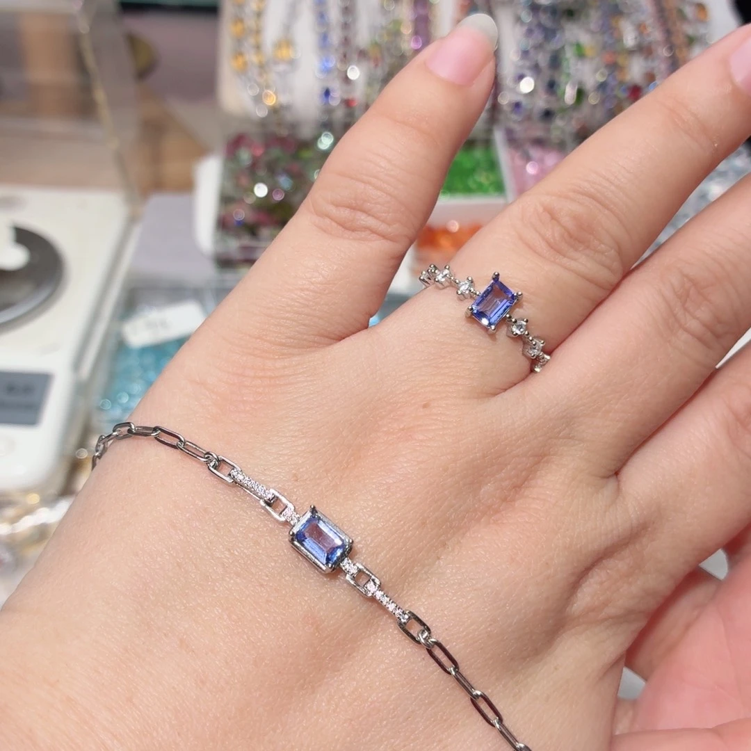 坦桑石银S925镶嵌手链国首质检