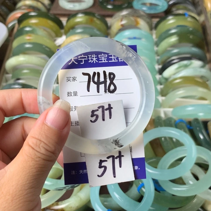 未镶嵌蛇纹石玉手镯7418