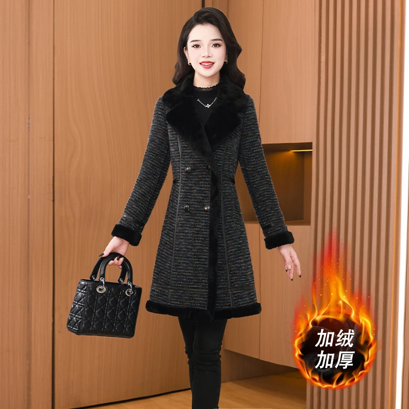 【绒外套】28547泓澄茂冬季贵夫人优雅大气时尚休闲修身毛呢外套