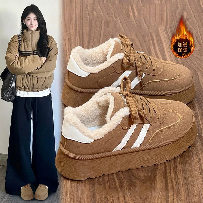 2025秋冬新款棉鞋德训鞋保暖常规款时尚休闲鞋平底休闲雪地靴百搭