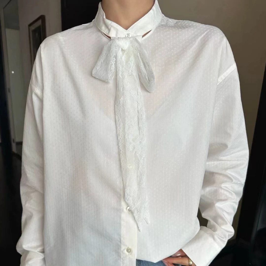 气质通勤圆领蝴蝶结宽松百搭长袖显瘦衬衣