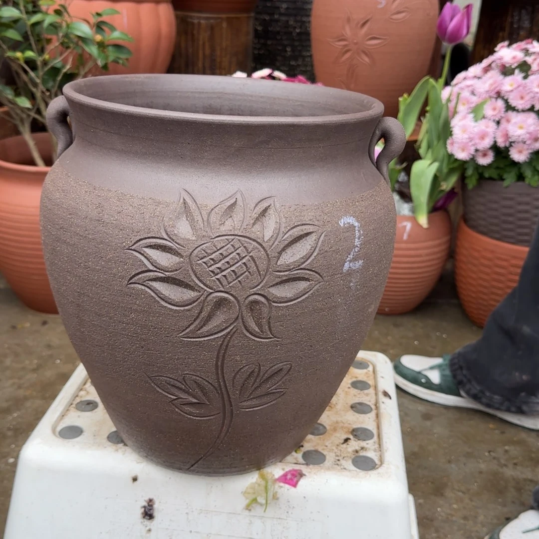 紫砂花盆口25高30宜兴紫砂