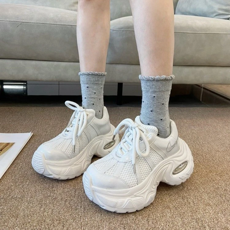 老爹鞋女春秋网纱透气厚底2025新款百搭气垫增高软底休闲运动鞋女