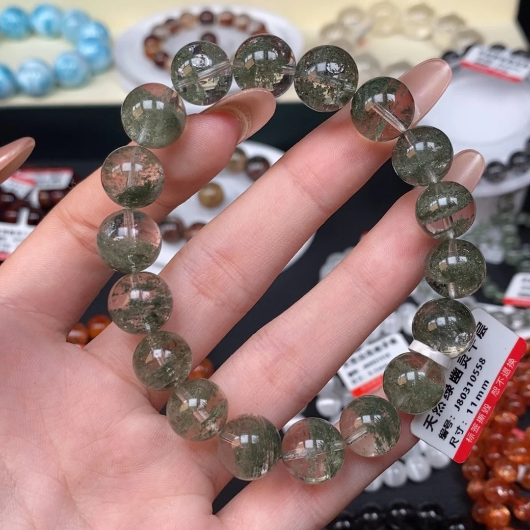 水晶手链未镶嵌绿幽灵千层11+