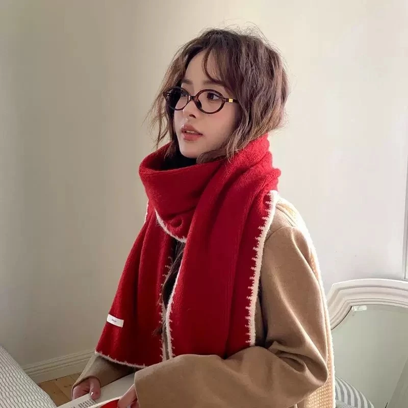 2025流光风羊毛混纺针织围巾女高级秋冬季韩系氛围感加厚保暖围脖