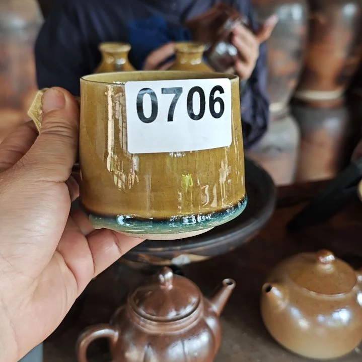 狼***下瓷片0706，杯子手工拉坯柴火烧制