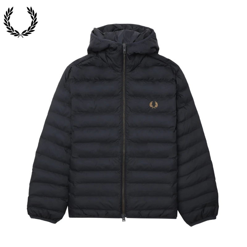 FRED PERRY男装连帽拉链夹克2025秋季新款简约户外风休闲绗缝外套