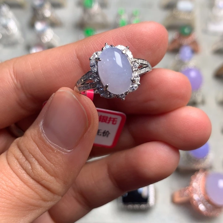 翡翠未镶嵌戒指银戒