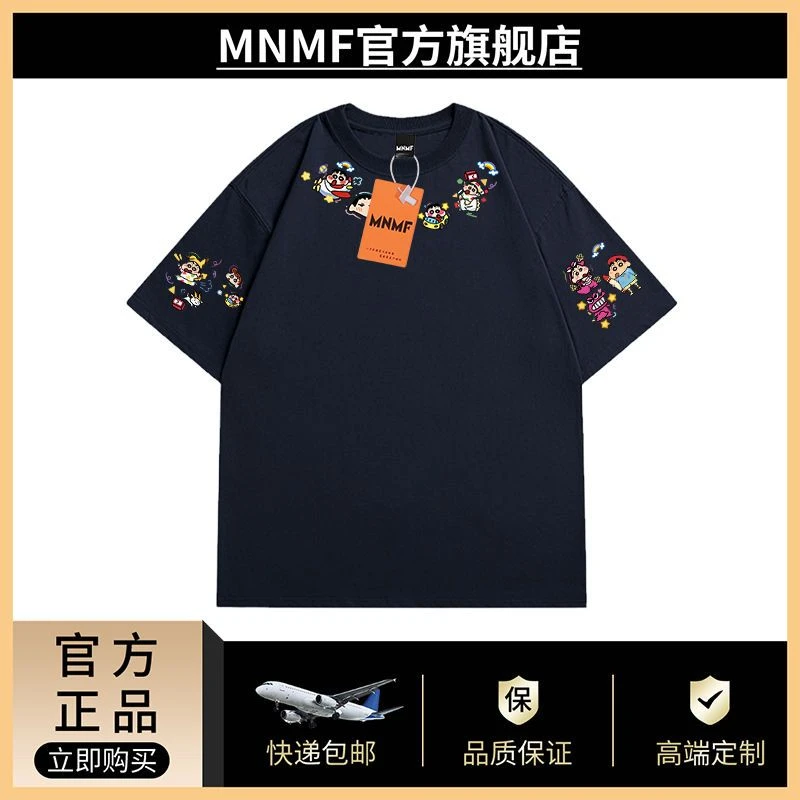 mnmf日系新款多巴胺蜡笔小新印花纯棉短袖t恤男女夏季ins宽松上衣