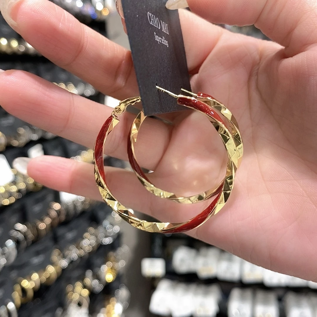 铜合金925银红色旋转圈