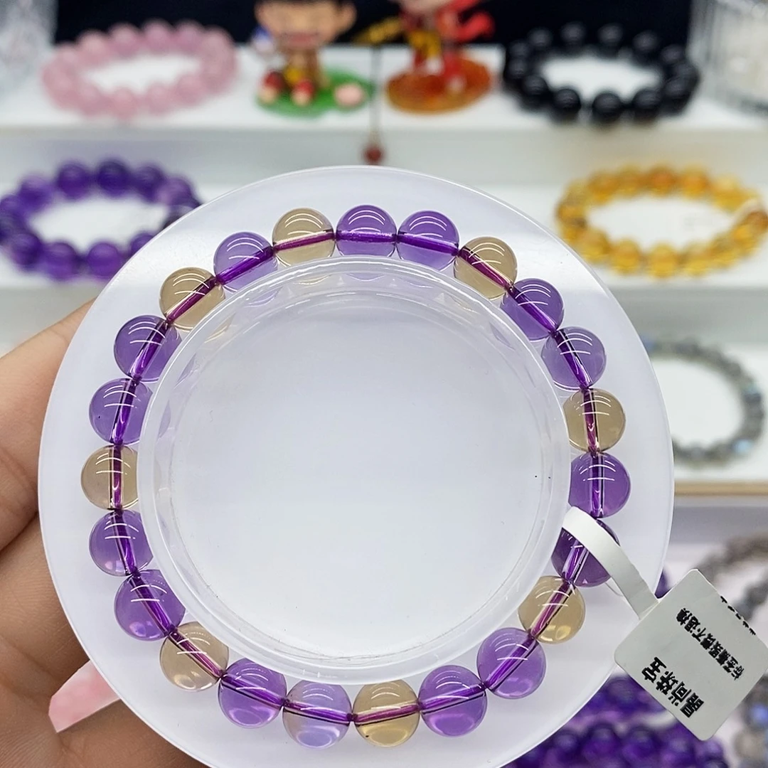 水晶手串未镶嵌紫黄