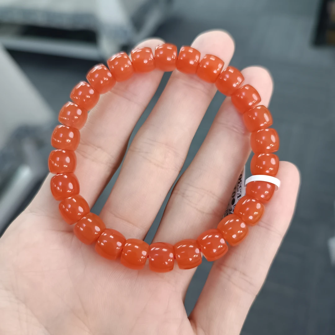 【小刘南红】保山南红滴水洞一级活动款直切手串7mm 多样性发一