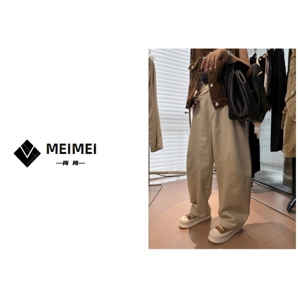 XMM.《高腰阔腿弯刀裤》秋季时尚百搭洋气休闲显瘦小众阔腿弯刀裤