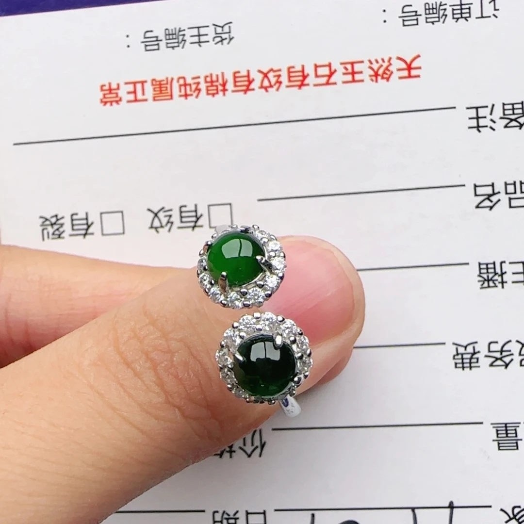 翡翠戒指银S925镶嵌戒指