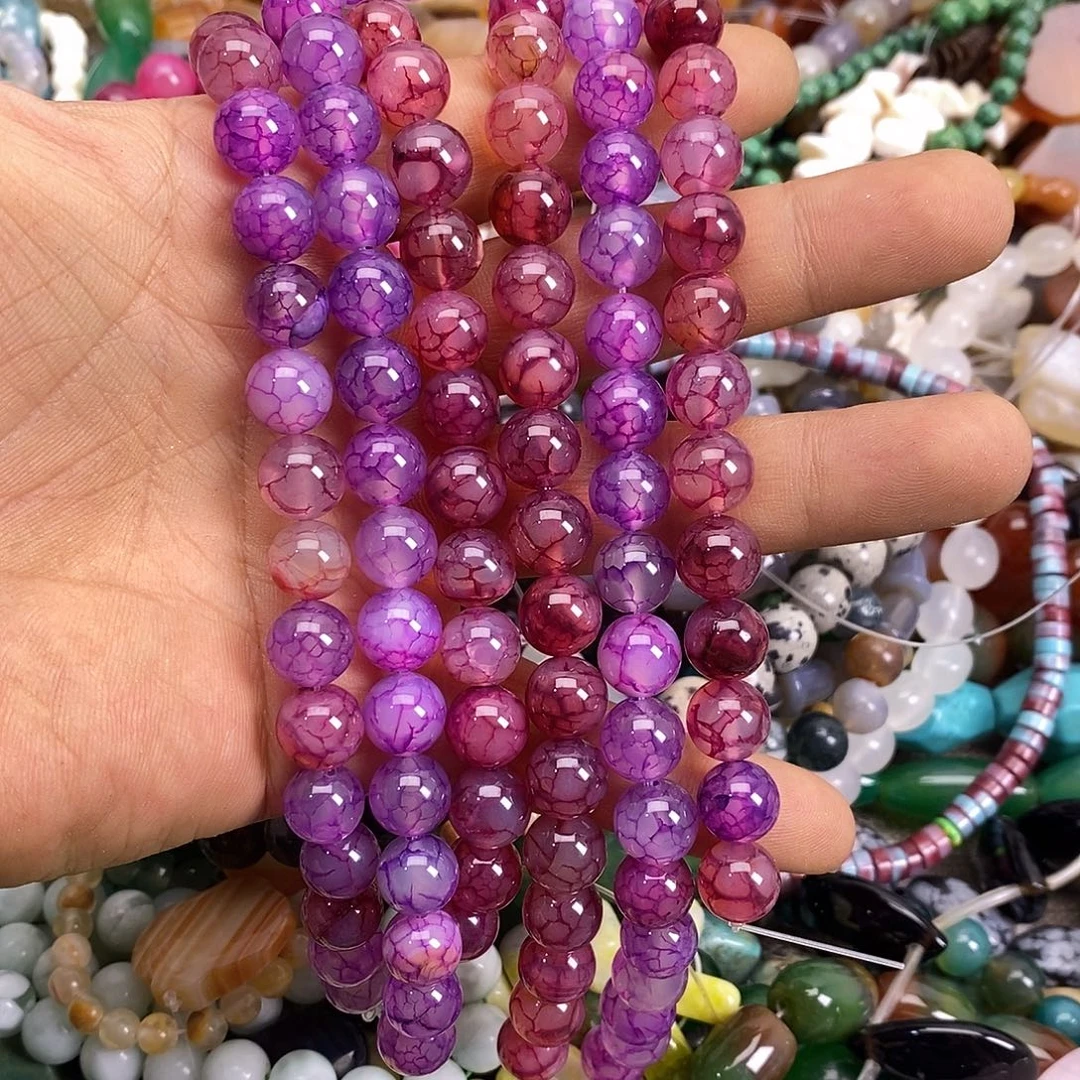 玛瑙/玉髓未镶嵌珠宝半成品三条装圆珠
