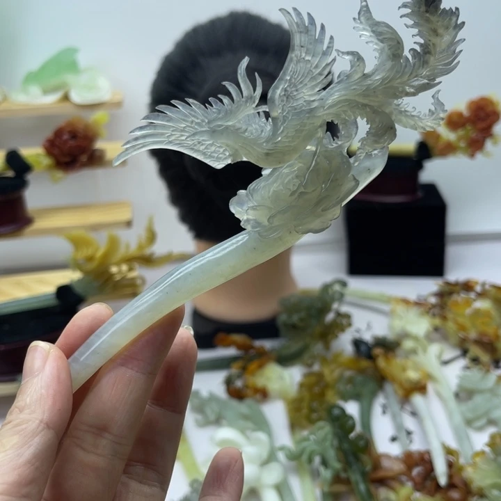 Y****蛇纹石玉合金发饰