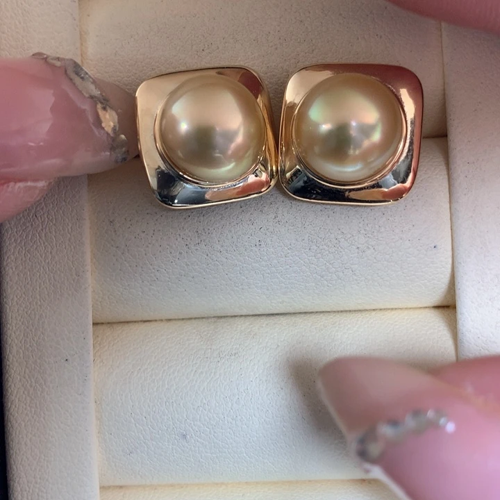 银S925镶嵌耳饰海水珍珠