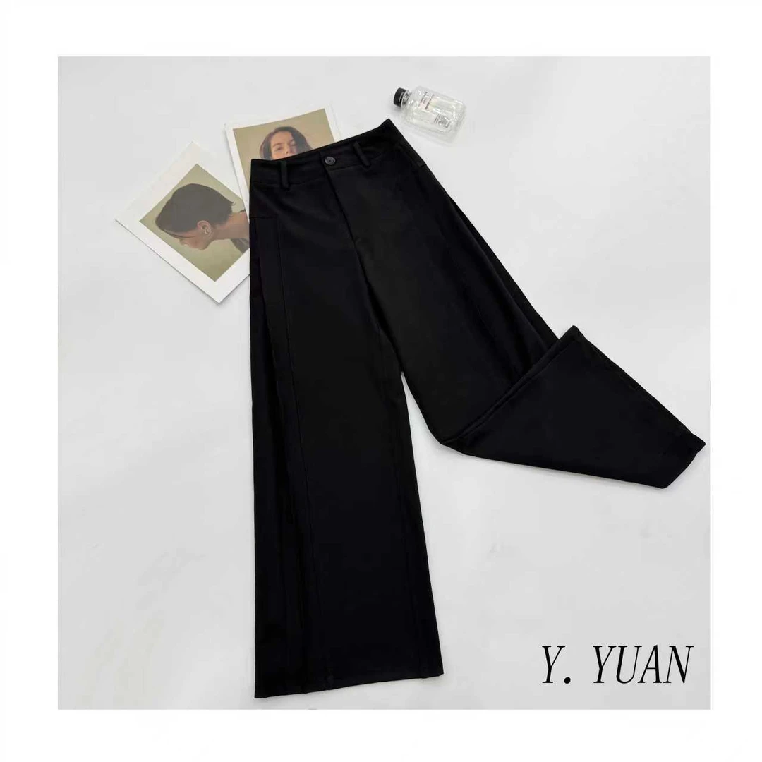 【圆圆在这】垂感双褶设计感休闲西裤秋季新款宽松直筒阔腿裤F8008