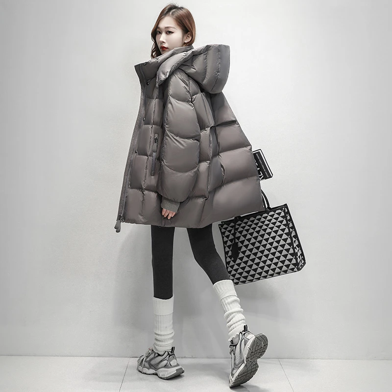 2025丨新冬90白鸭绒轻奢百搭宽松女装时尚显瘦中长款羽绒服M8919
