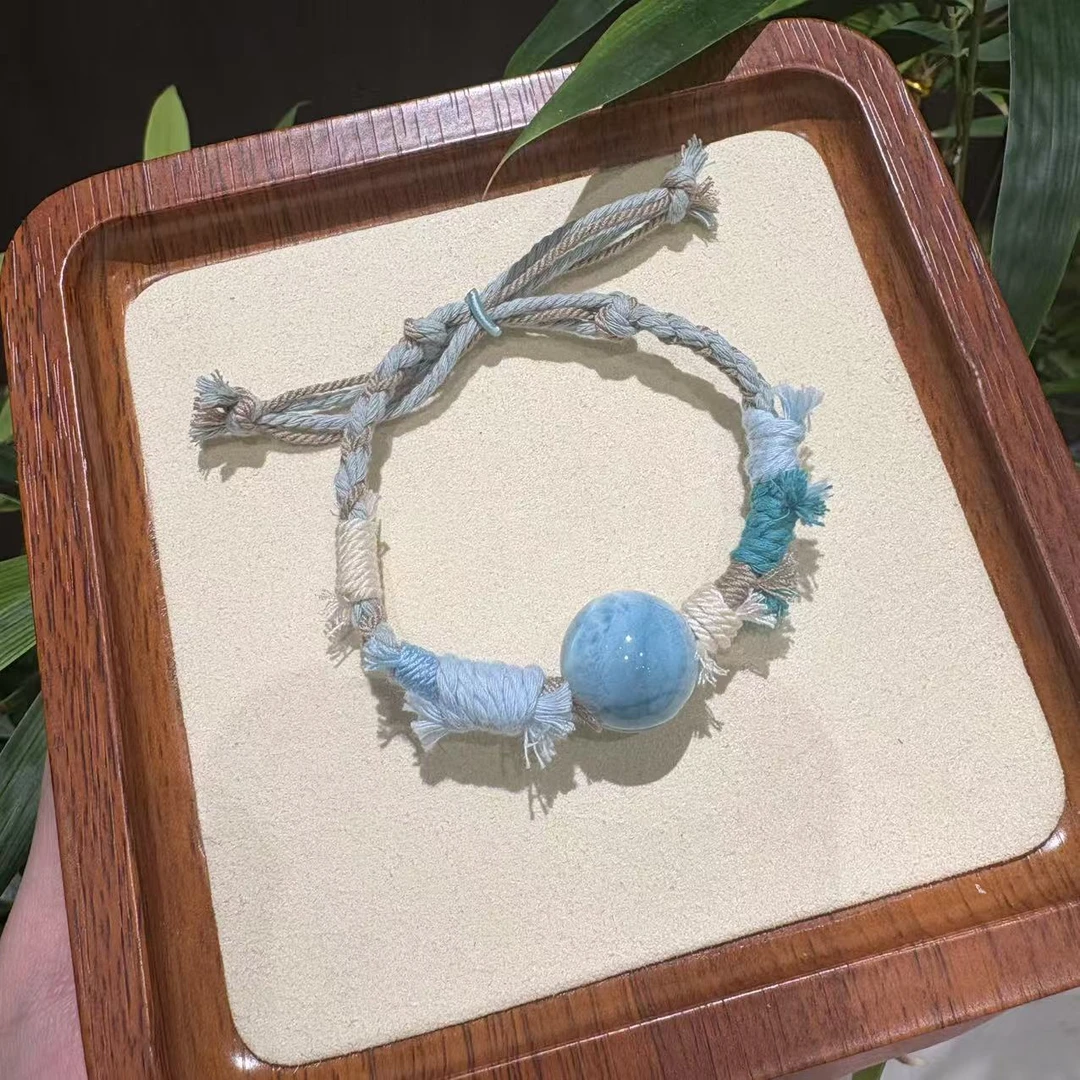 海纹石手绳手串手工蓝色少女编织小众简约