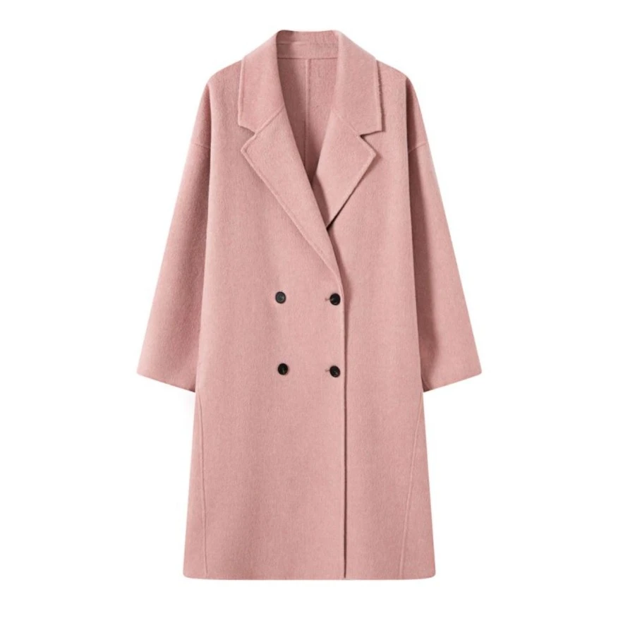 经典驼绒大板型莱赛尔双面羊毛大衣女