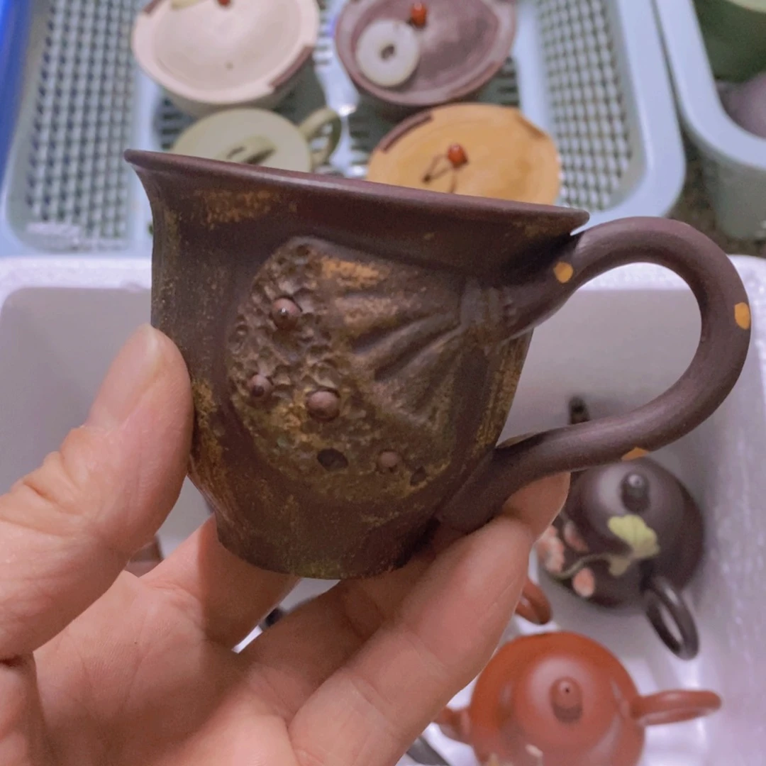 茶杯绿泥紫砂紫砂