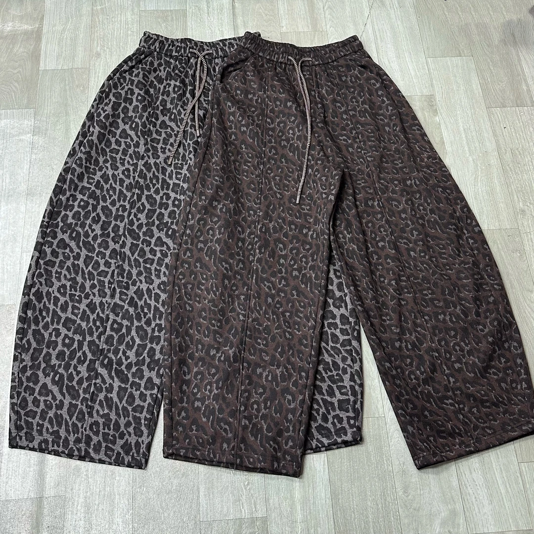 8190厚款加绒宽松休闲百搭豹纹弯刀休闲裤