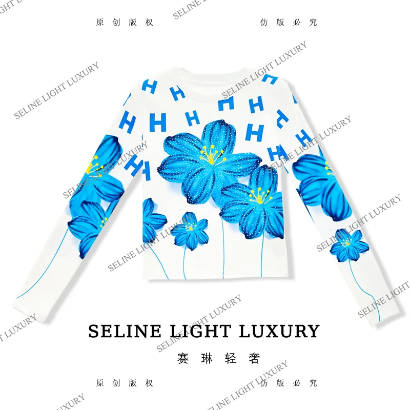 【25Q-671】2025 SELINE 新款太阳花H字母印花时尚轻奢气质长袖