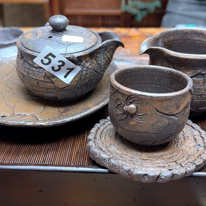 纯手工制作粗陶茶具超*