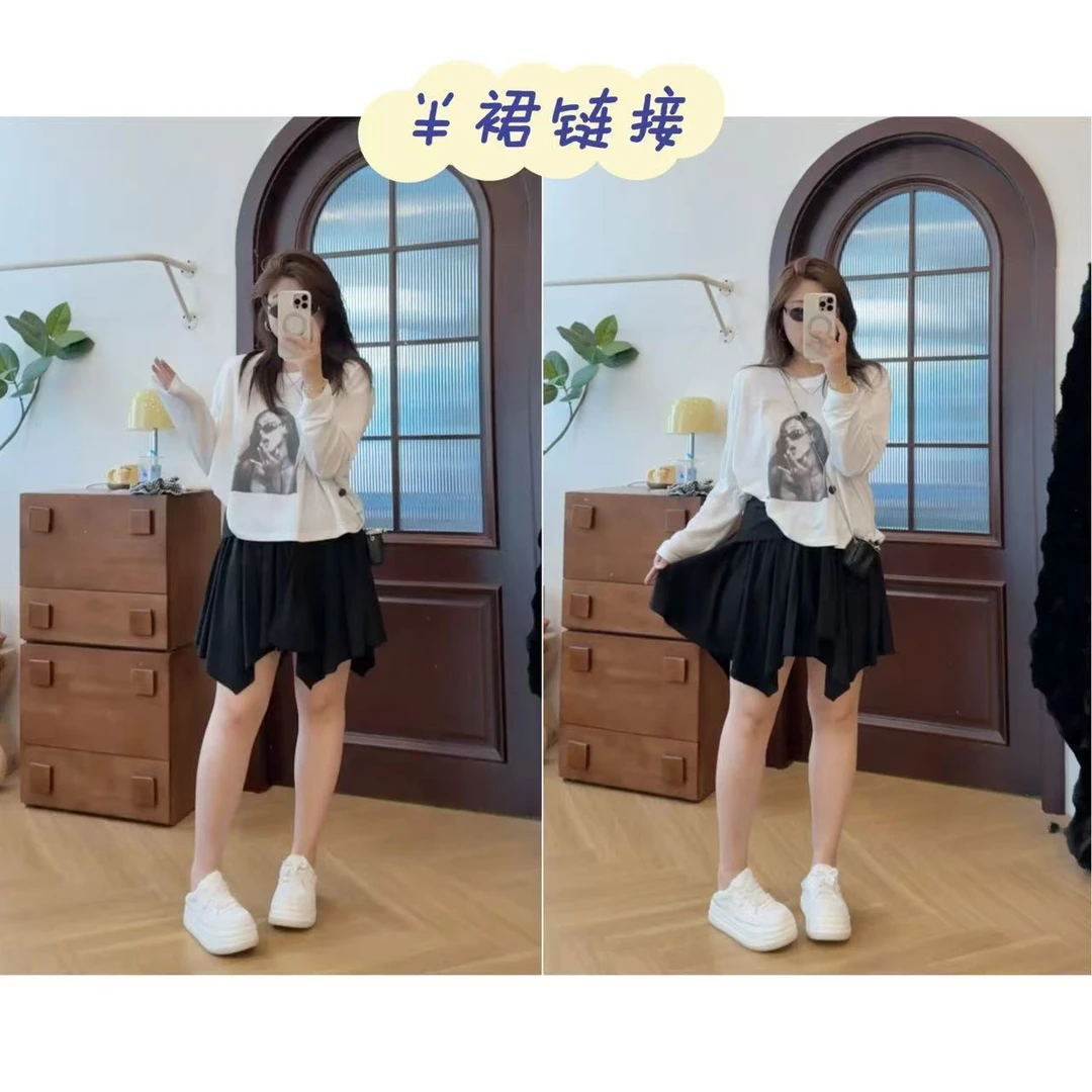 晶咕佳佳【边缘结奏】设计感时尚纯色短裙裤显瘦高腰百搭防