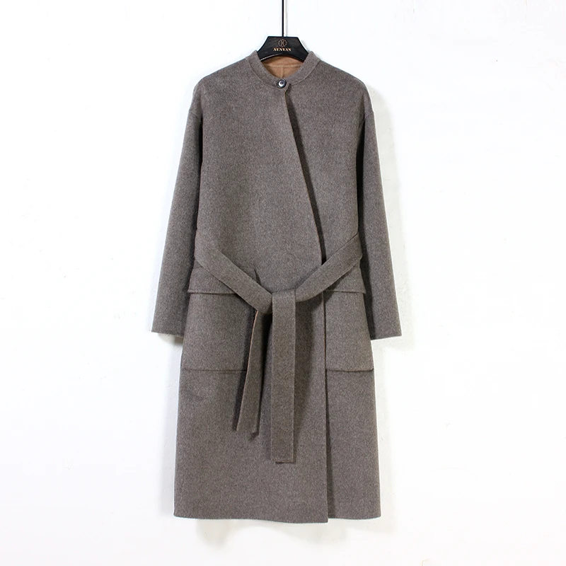 阿拉善骆驼绒青藏高原牦牛绒双面异色双面双穿大衣3225-6