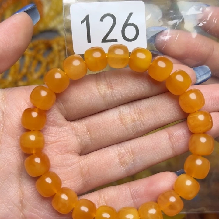 蜜蜡未镶嵌珠宝奇石天然蜜蜡满蜡蜜糖色老型卡9手串微微瑕