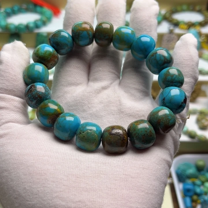 石材老型特色高瓷蓝手串卡14+