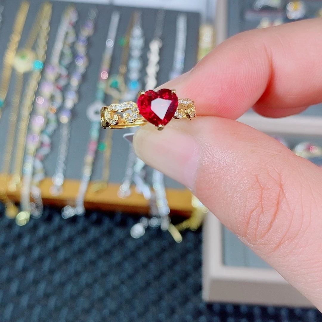 戒指银S925镶嵌石榴石