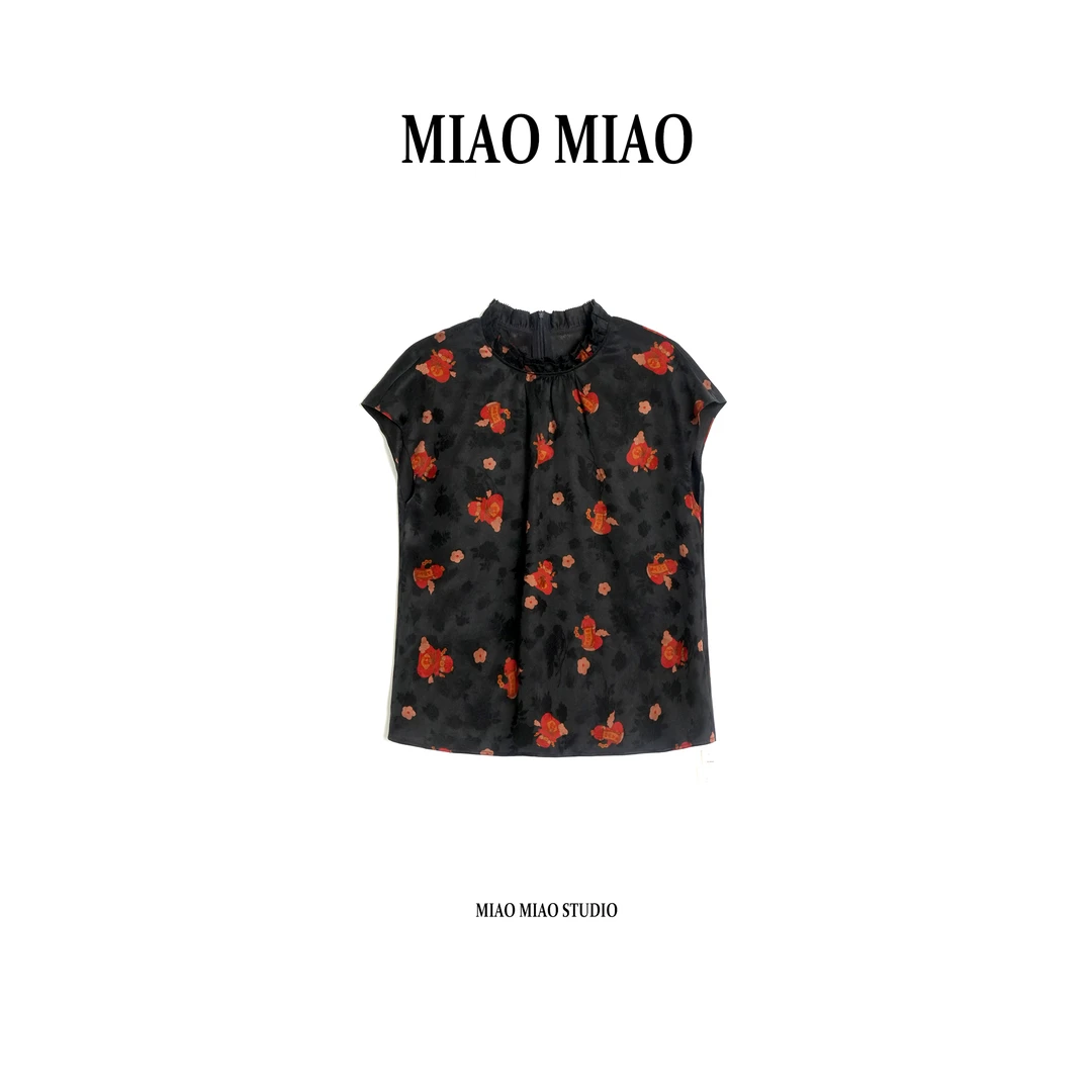 【福莱】淼淼家20982国风新中式时尚提花缎非遗香云纱轻奢百搭上衣