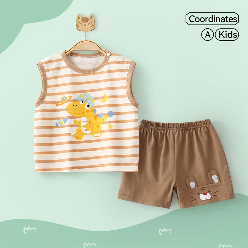 宝宝背心套装夏季薄款男童无袖上衣儿童夏装婴幼儿短裤纯棉外穿