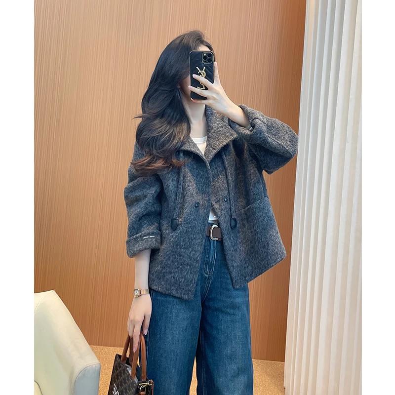 超好看双面羊绒大衣女2025新款今年流行爆款短款小个子设计感外套