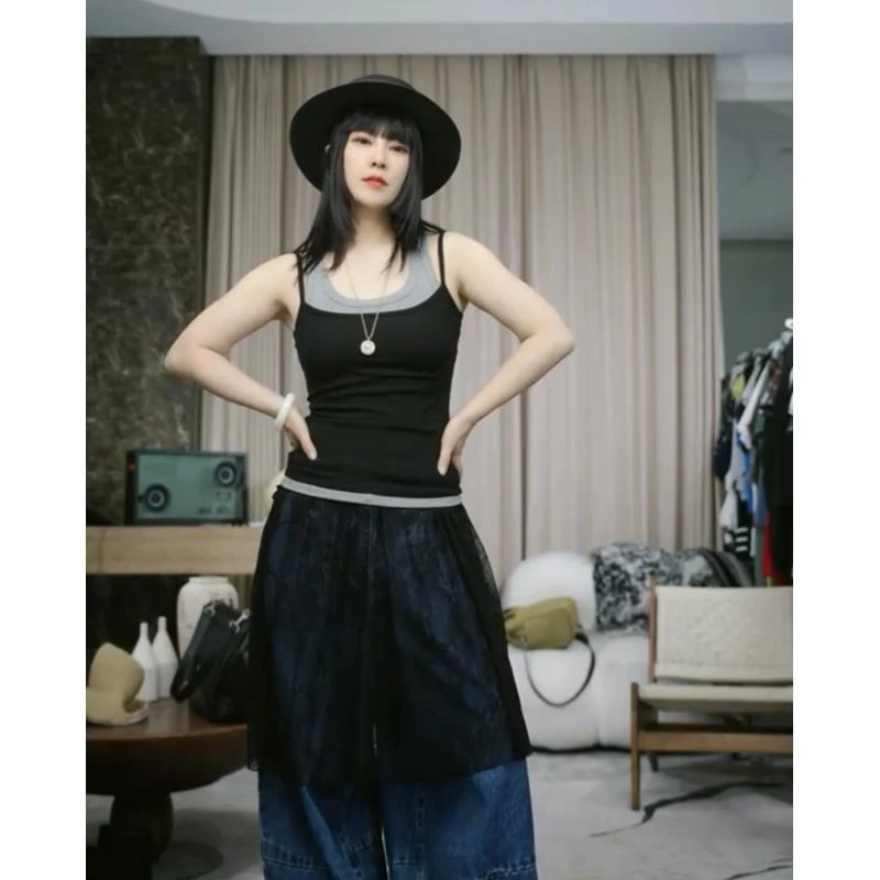 infobyfive2025夏季新款百搭运动假两件美背背心NF0505118