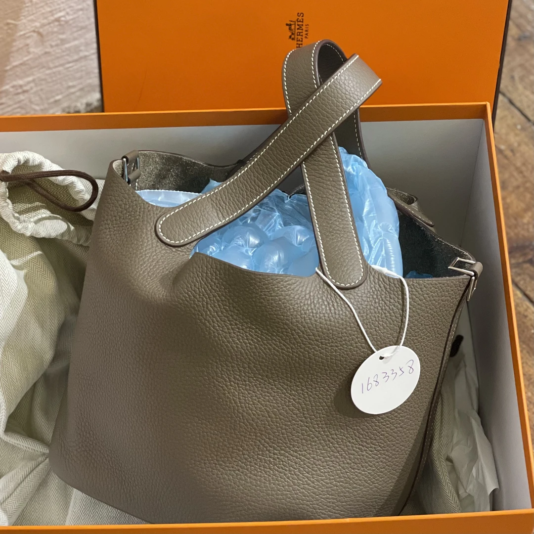 95新 Hermes/爱马仕 夏七中古/爱马仕大象灰银扣菜篮子/1683358