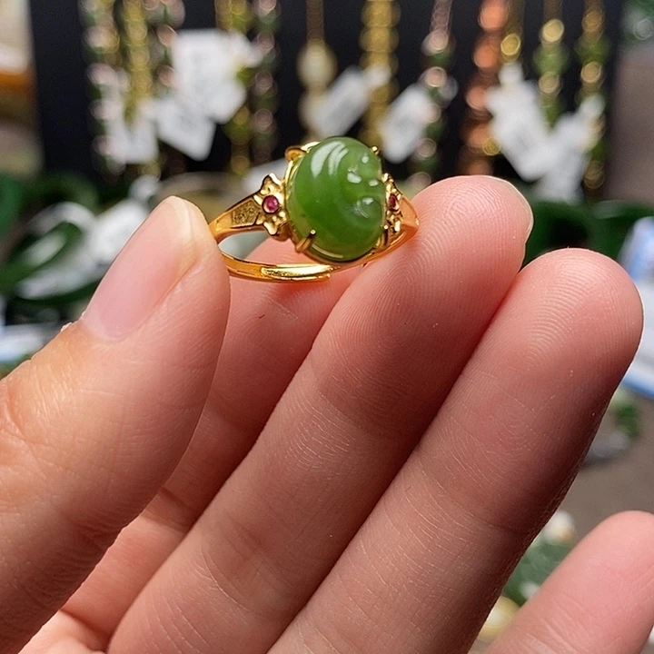 和田玉银S925镶嵌戒指