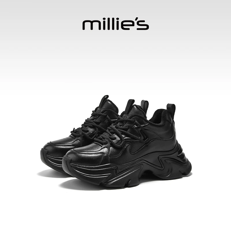 millies妙丽老爹鞋女冬季新款加绒加厚东北二棉鞋显脚小厚底鞋子