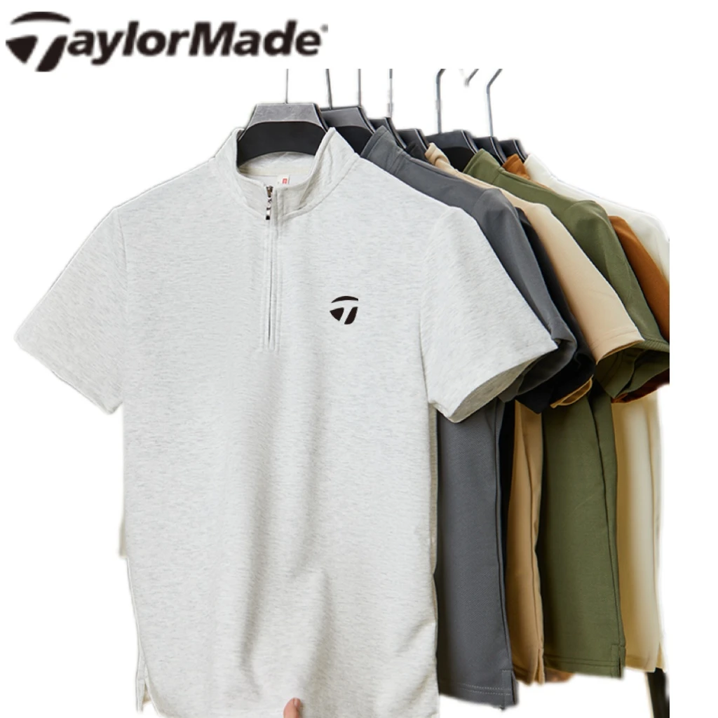 TaylorMade泰勒梅男款夏季高尔夫运动高端半袖半拉链休闲短袖T恤