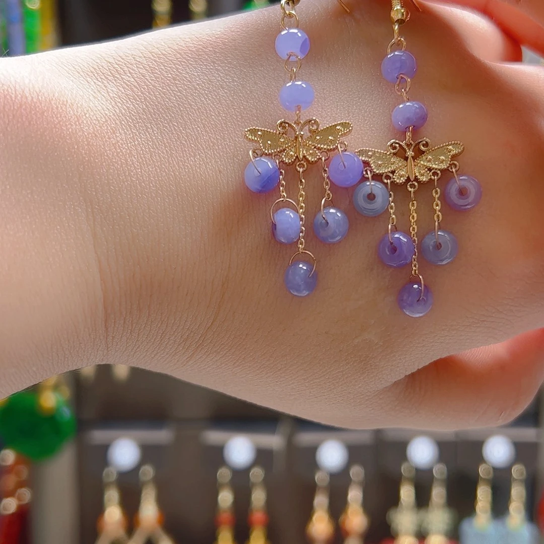 翡翠合金耳坠蓝***翡翠