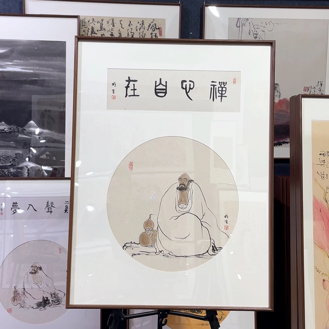 国画手绘画作品带框80/60