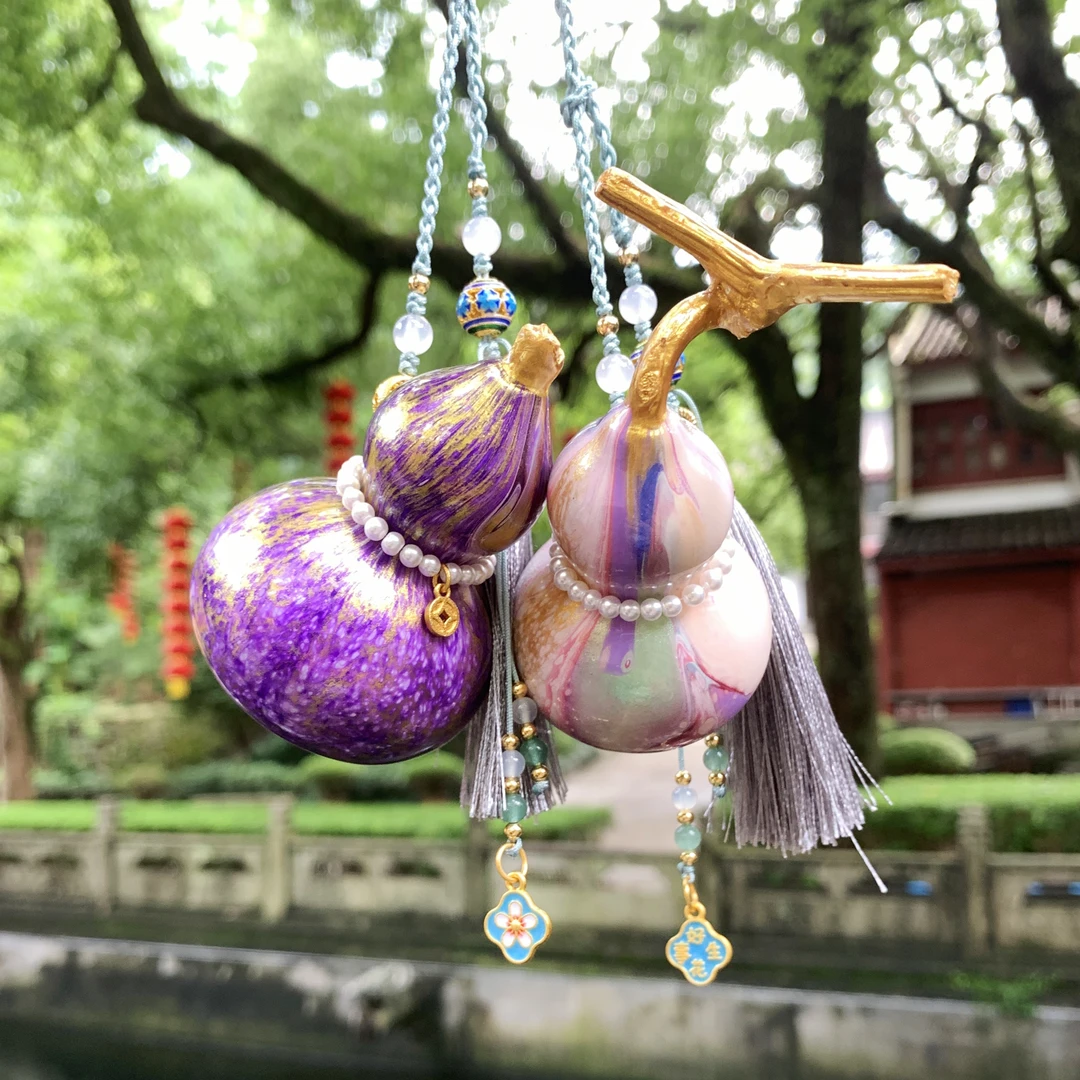【宝葫&送福】多彩大漆工艺 景区新款创意真葫芦挂件车挂件包挂