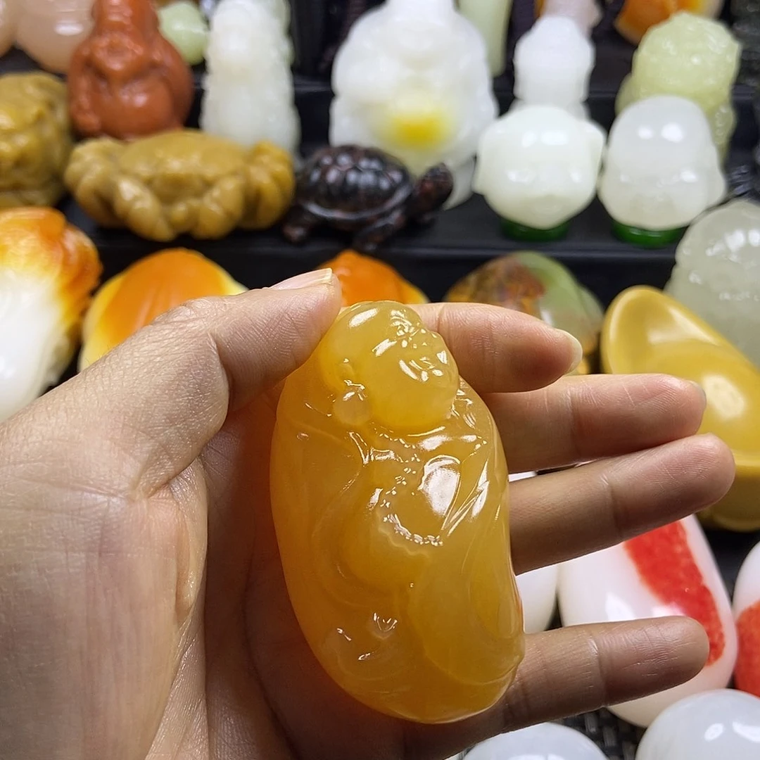 无花朵原石手把件