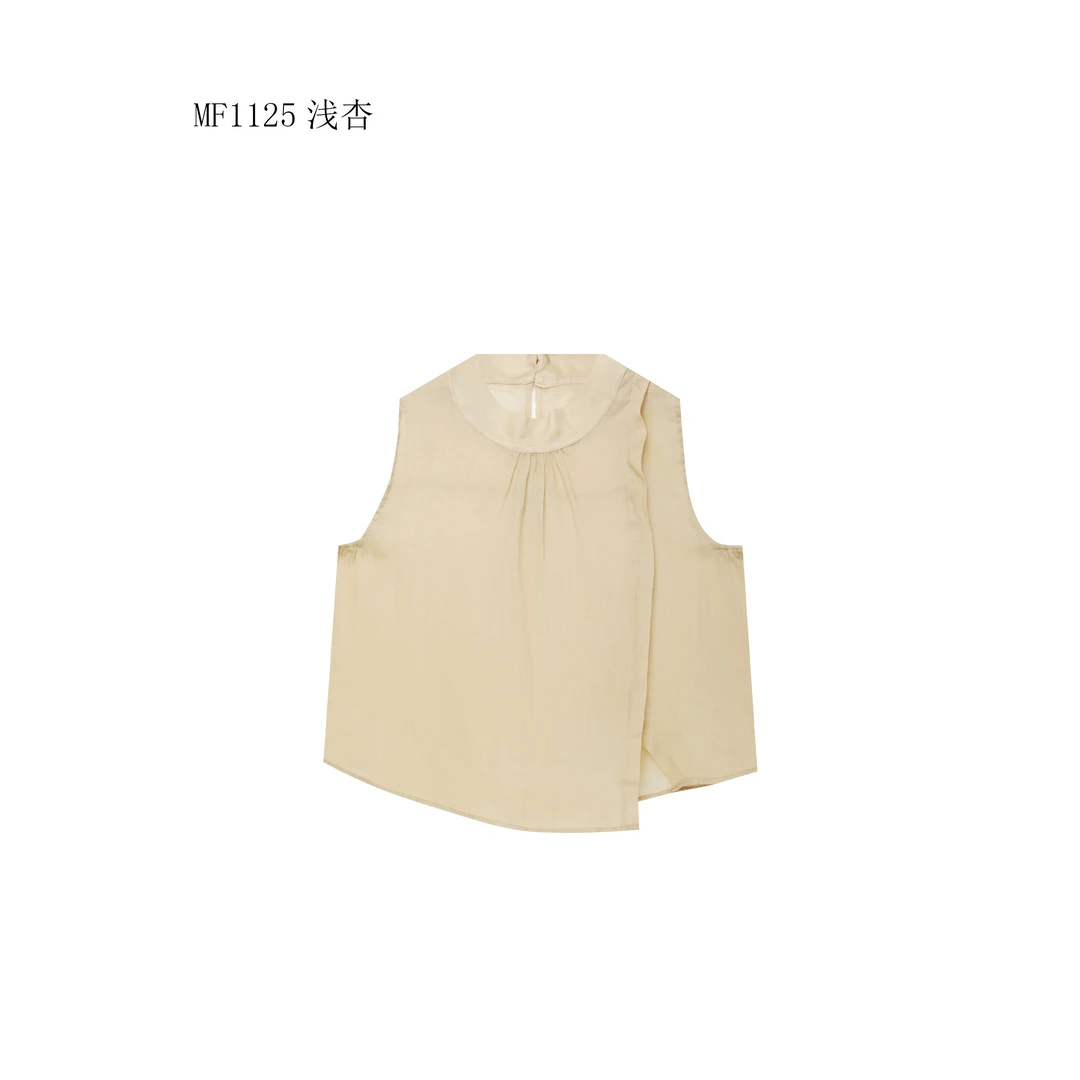 【麻訪家】MF1125浅杏文艺气质时尚百搭背心坎肩上衣