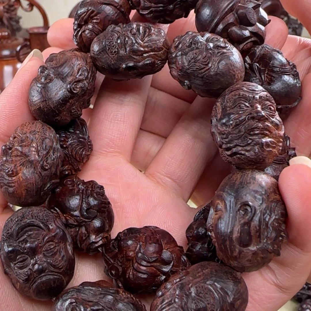 【闪购商品】黄花梨/降香黄檀好***?雕刻珠 十八罗汉/财神