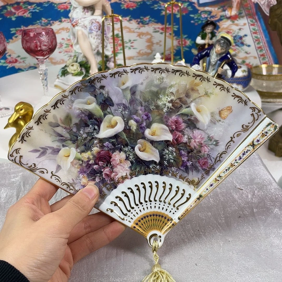 瓷片欧瓷咖啡杯水晶杯摆件